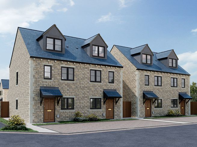 3 bedroom houses - artist's impression subject to change. Please note that the above computer generated image is representative of the house type and not necessarily the specified plot as some details and materials may vary.